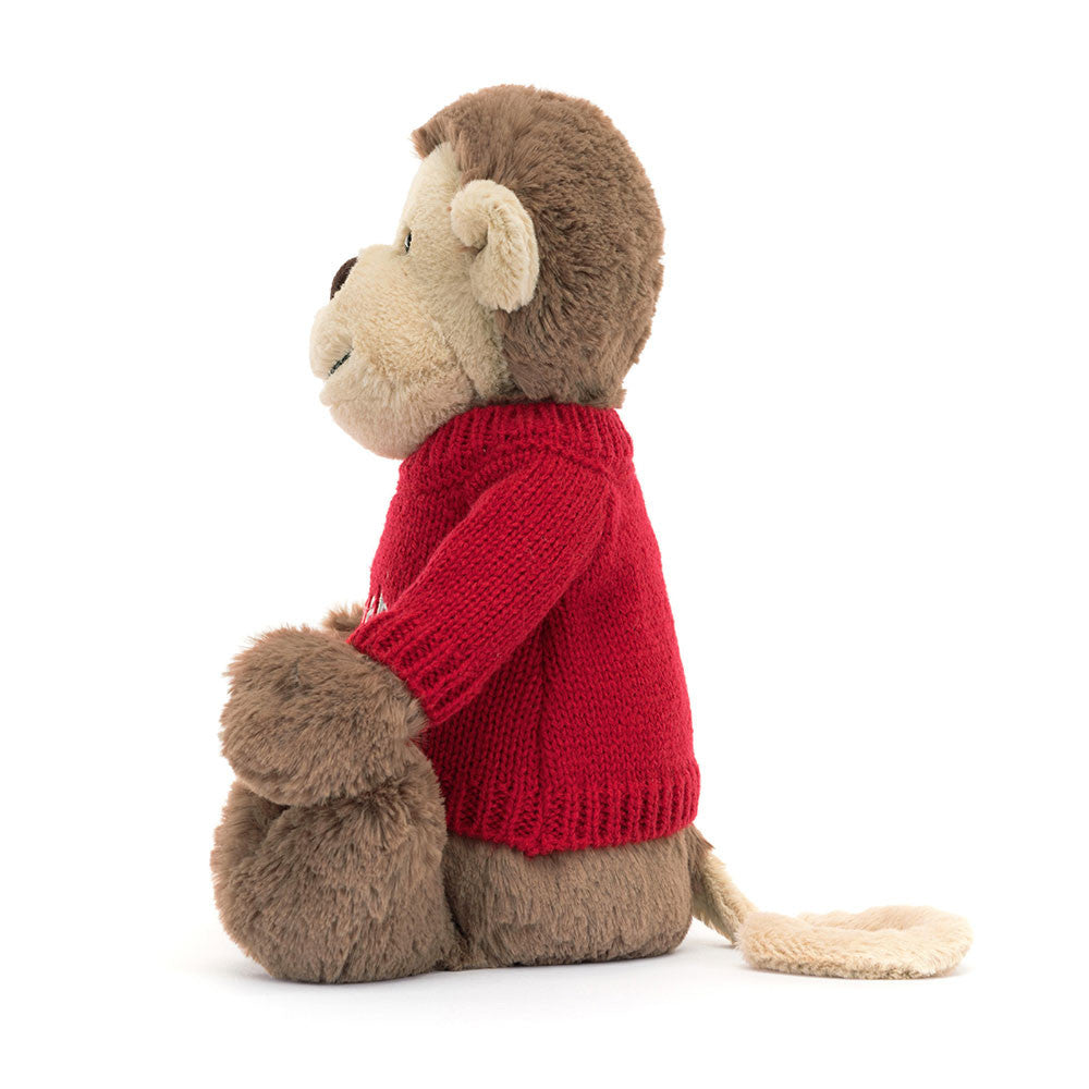 Bashful Monkey with Personalized Red Jumper | Jellycat
