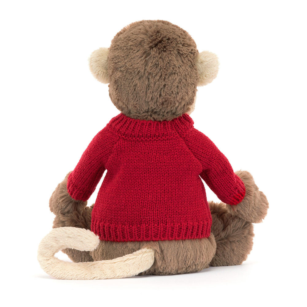 Bashful Monkey with Personalized Red Jumper | Jellycat