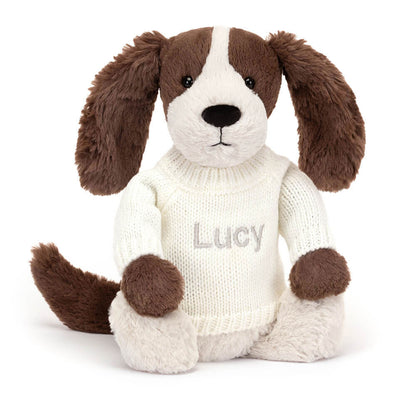 Bashful Fudge Puppy with Personalized Cream Jumper | Jellycat