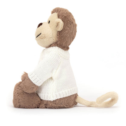 Bashful Monkey with Personalized Cream Jumper | Jellycat