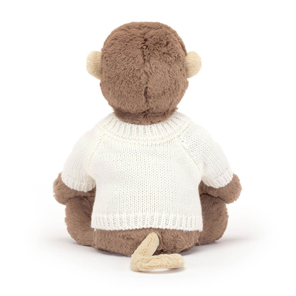 Bashful Monkey with Personalized Cream Jumper | Jellycat