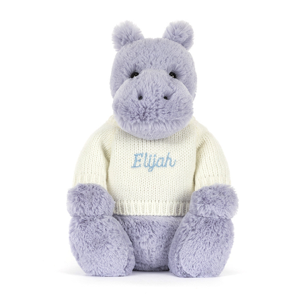 Bashful Hippo with Personalized Cream Jumper | Jellycat