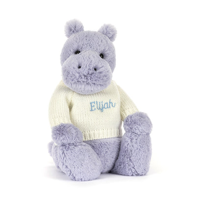 Bashful Hippo with Personalized Cream Jumper | Jellycat
