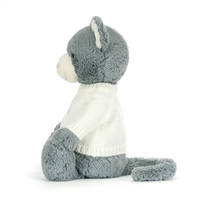Bashful Kitten with Personalized Cream Jumper | Jellycat