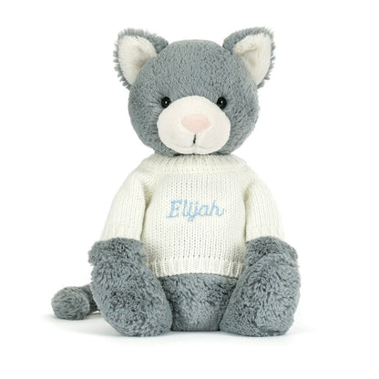Bashful Kitten with Personalized Cream Jumper | Jellycat