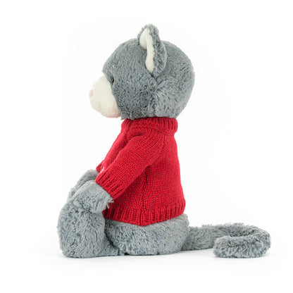 Bashful Kitten with Personalized Red Jumper | Jellycat