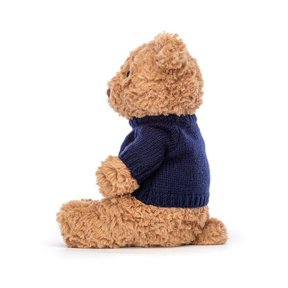 Bartholomew Bear with Personalized Navy Jumper | Jellycat