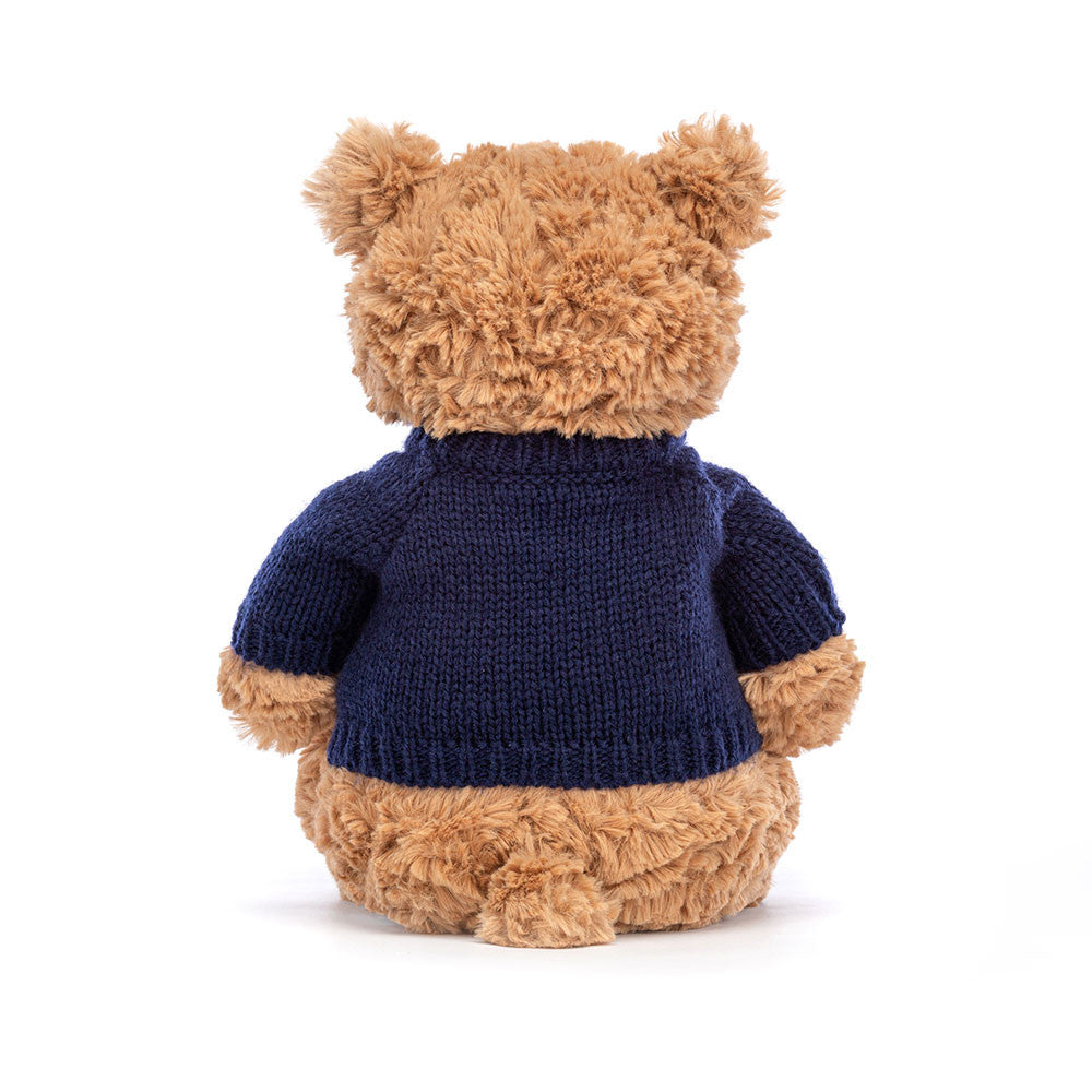 Bartholomew Bear with Personalized Navy Jumper | Jellycat