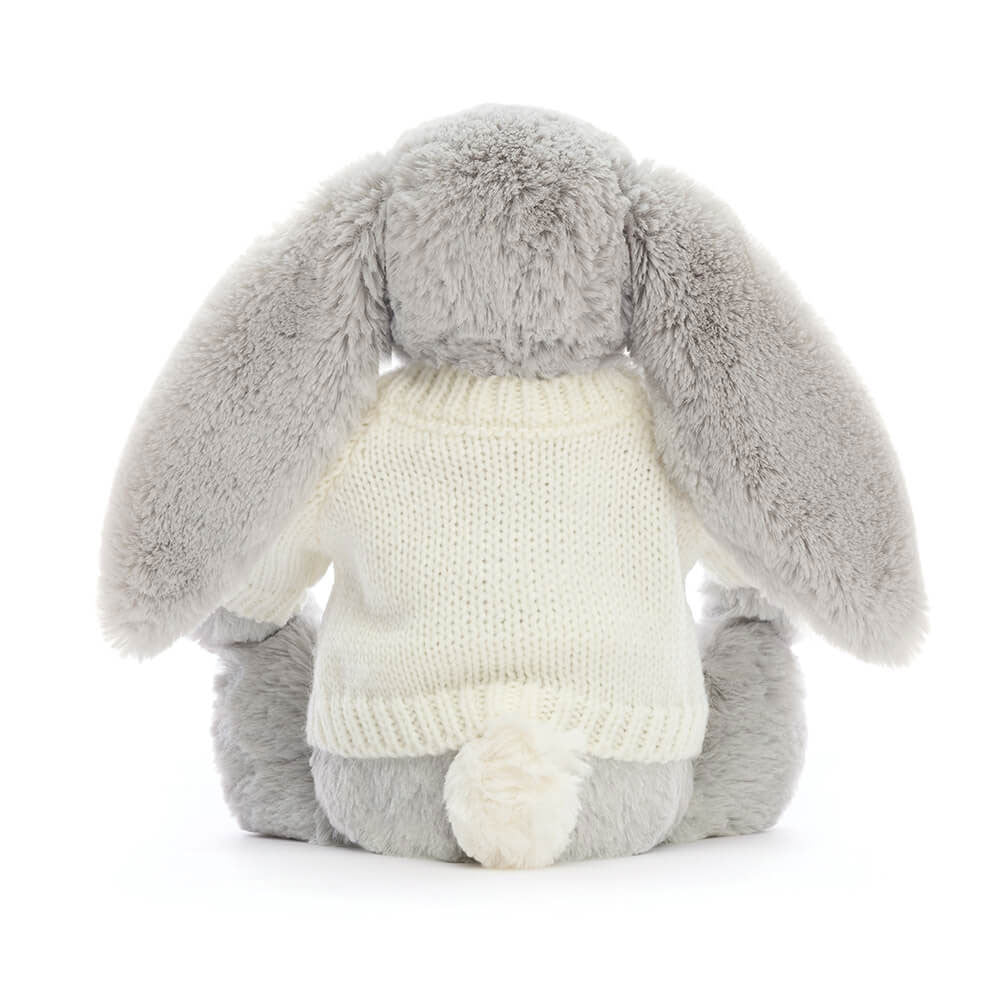 Bashful Silver Bunny with Personalized Cream Jumper | Jellycat