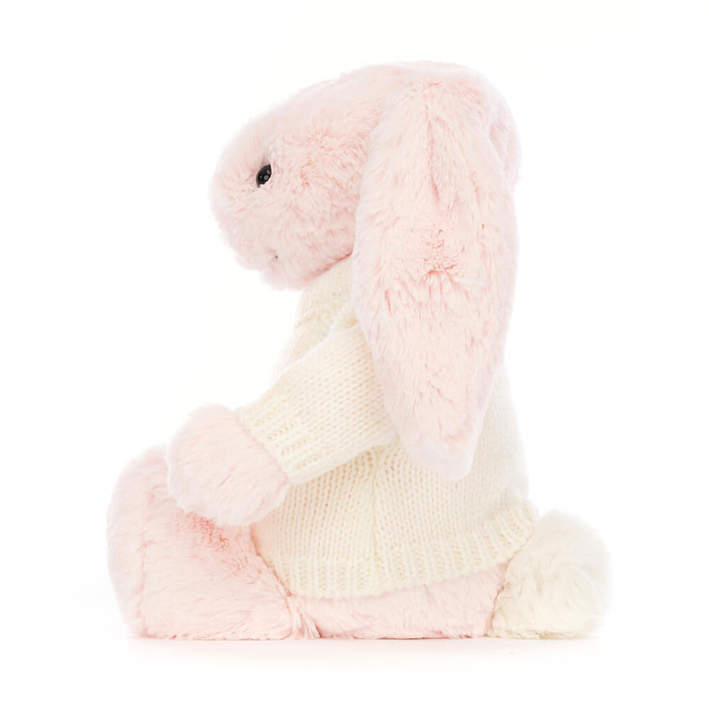 Bashful Pink Bunny with Personalized Cream Jumper | Jellycat