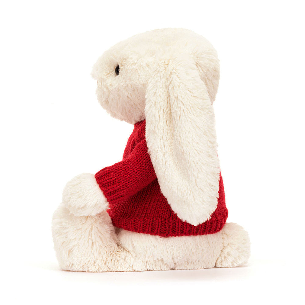 Bashful Cream Bunny with Personalized Red Jumper | Jellycat