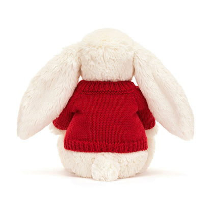 Bashful Cream Bunny with Personalized Red Jumper | Jellycat
