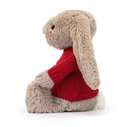 Bashful Beige Bunny with Personalized Red Jumper | Jellycat
