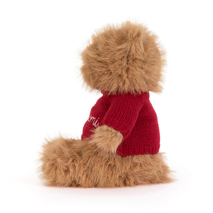 Bartholomew Bear Bouffant with Personalized Red Jumper | Jellycat