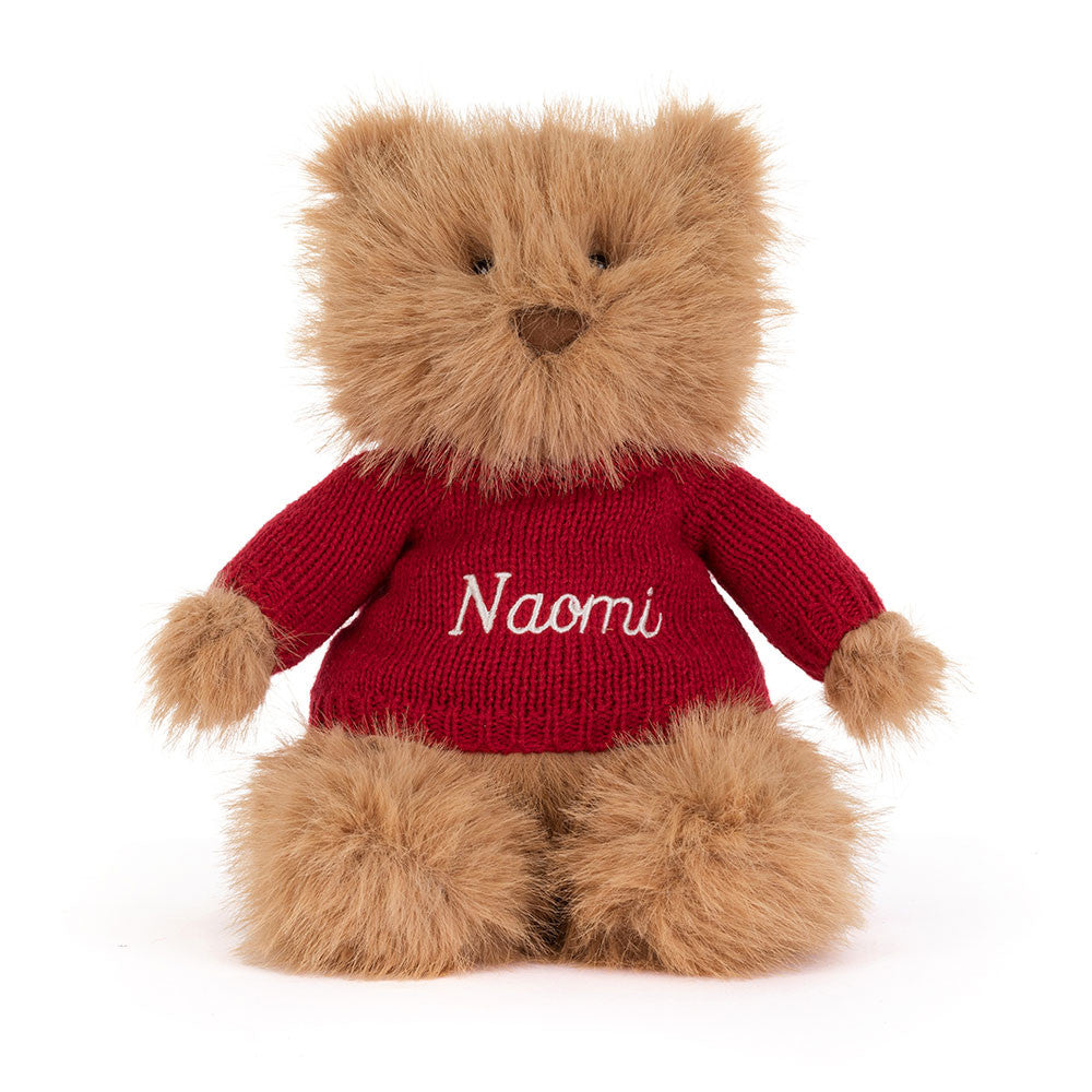 Bartholomew Bear Bouffant with Personalized Red Jumper | Jellycat