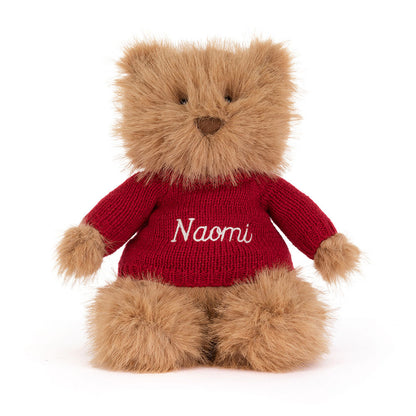 Bartholomew Bear Bouffant with Personalized Red Jumper | Jellycat