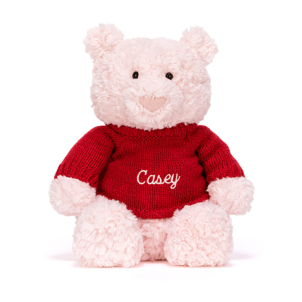 Leola Bear with Personalized Red Jumper | Jellycat