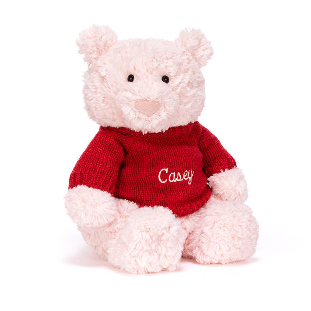 Leola Bear with Personalized Red Jumper | Jellycat