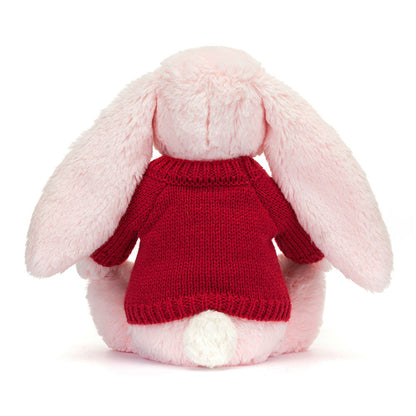 Bashful Pink Bunny with Personalized Red Jumper | Jellycat