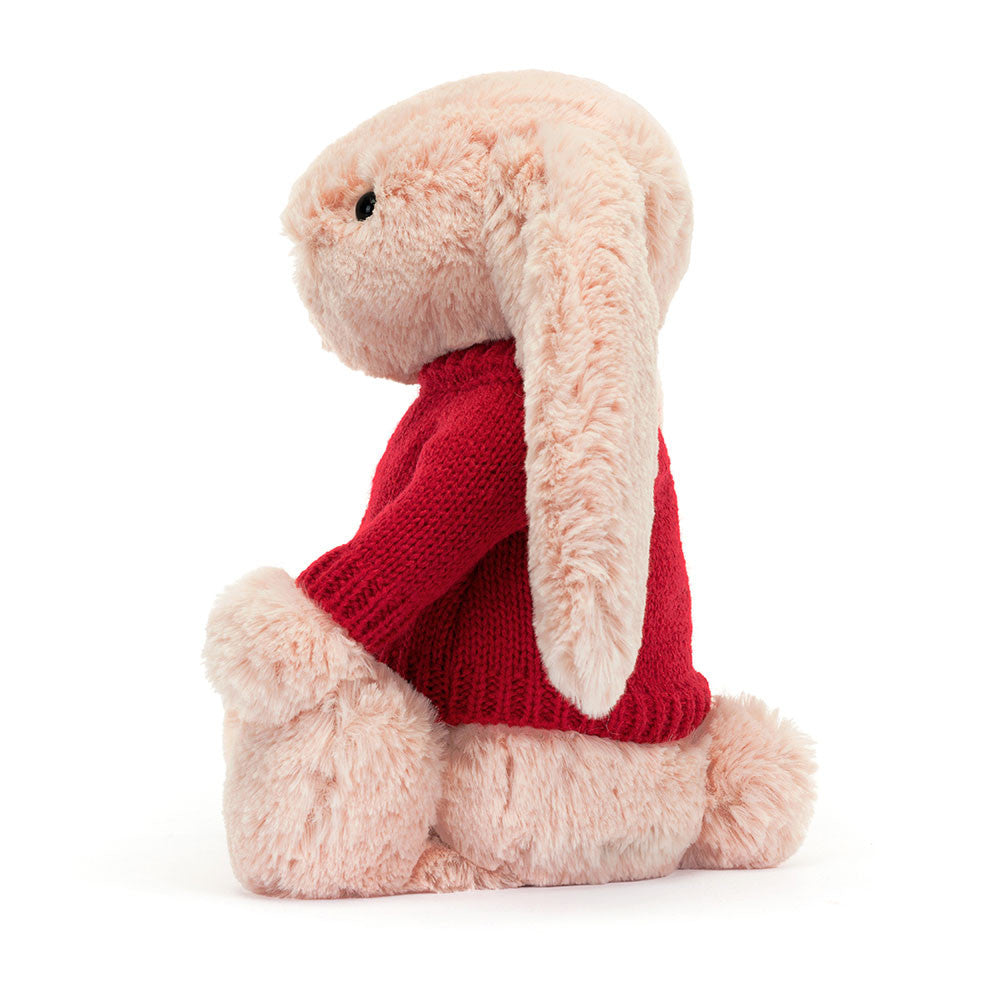 Bashful Blush Bunny with Personalized Red Jumper | Jellycat