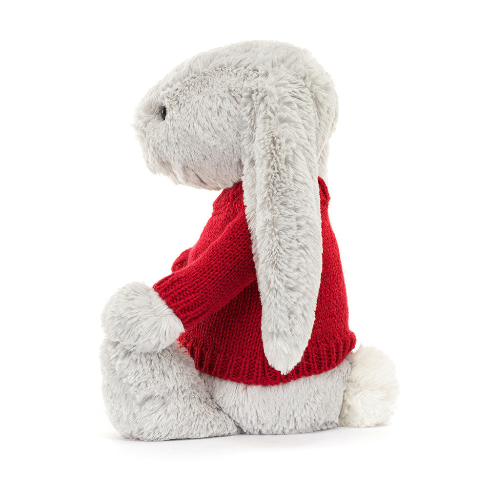 Bashful Silver Bunny with Personalized Red Jumper | Jellycat