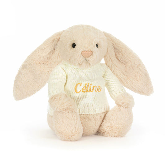 Bashful Luxe Bunny Willow with Personalized Cream Jumper | Jellycat