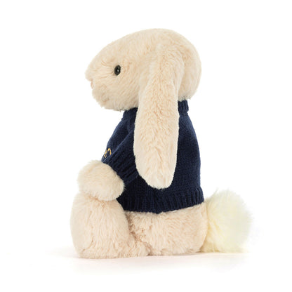 Bashful Luxe Bunny Willow with Personalized Navy Jumper | Jellycat