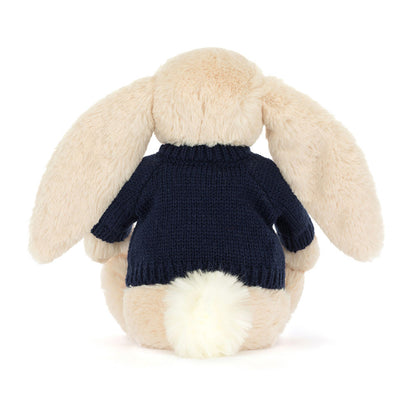 Bashful Luxe Bunny Willow with Personalized Navy Jumper | Jellycat