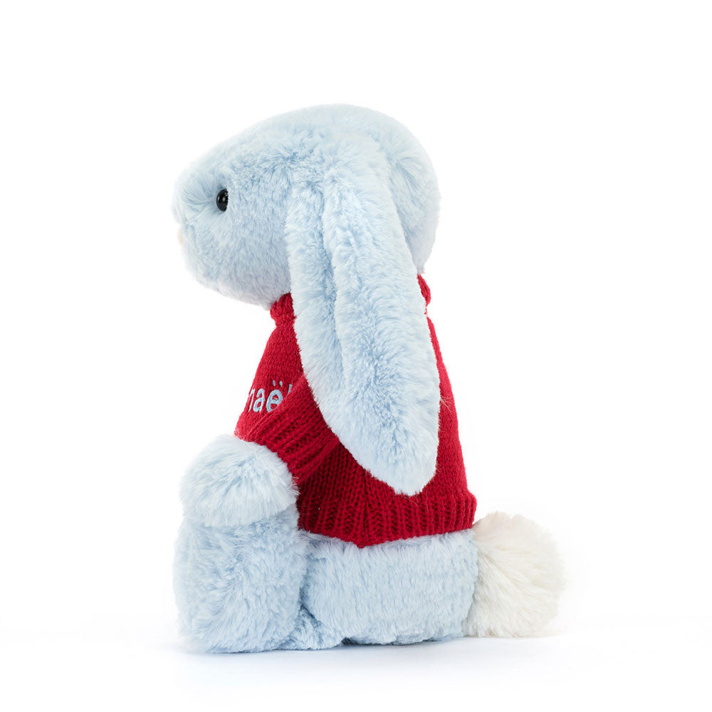 Bashful Blue Bunny with Personalized Red Jumper | Jellycat