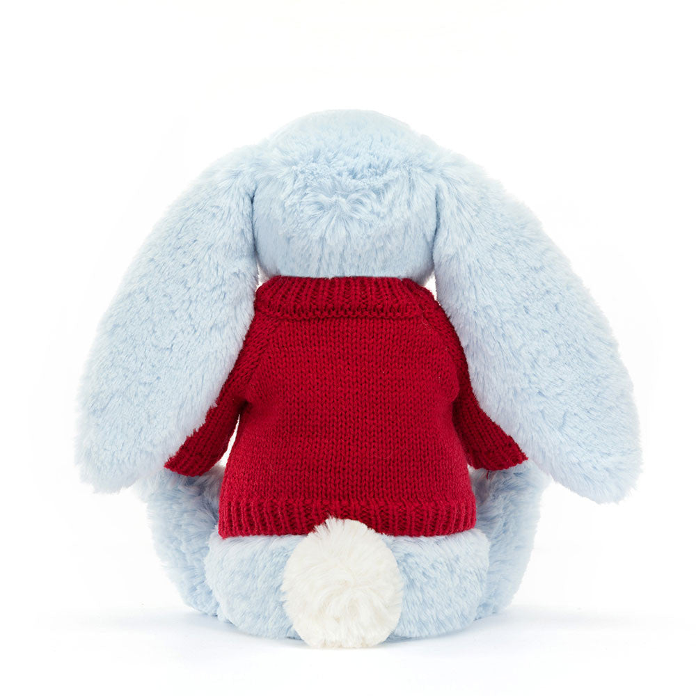 Bashful Blue Bunny with Personalized Red Jumper | Jellycat