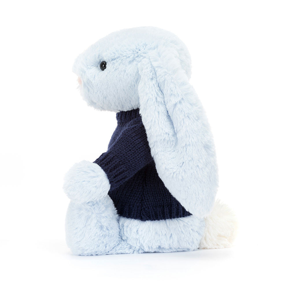 Bashful Blue Bunny with Personalized Navy Jumper | Jellycat