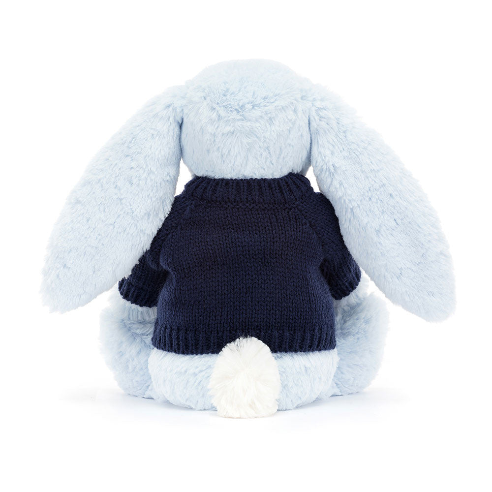 Bashful Blue Bunny with Personalized Navy Jumper | Jellycat