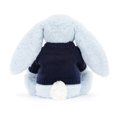 Bashful Blue Bunny with Personalized Navy Jumper | Jellycat