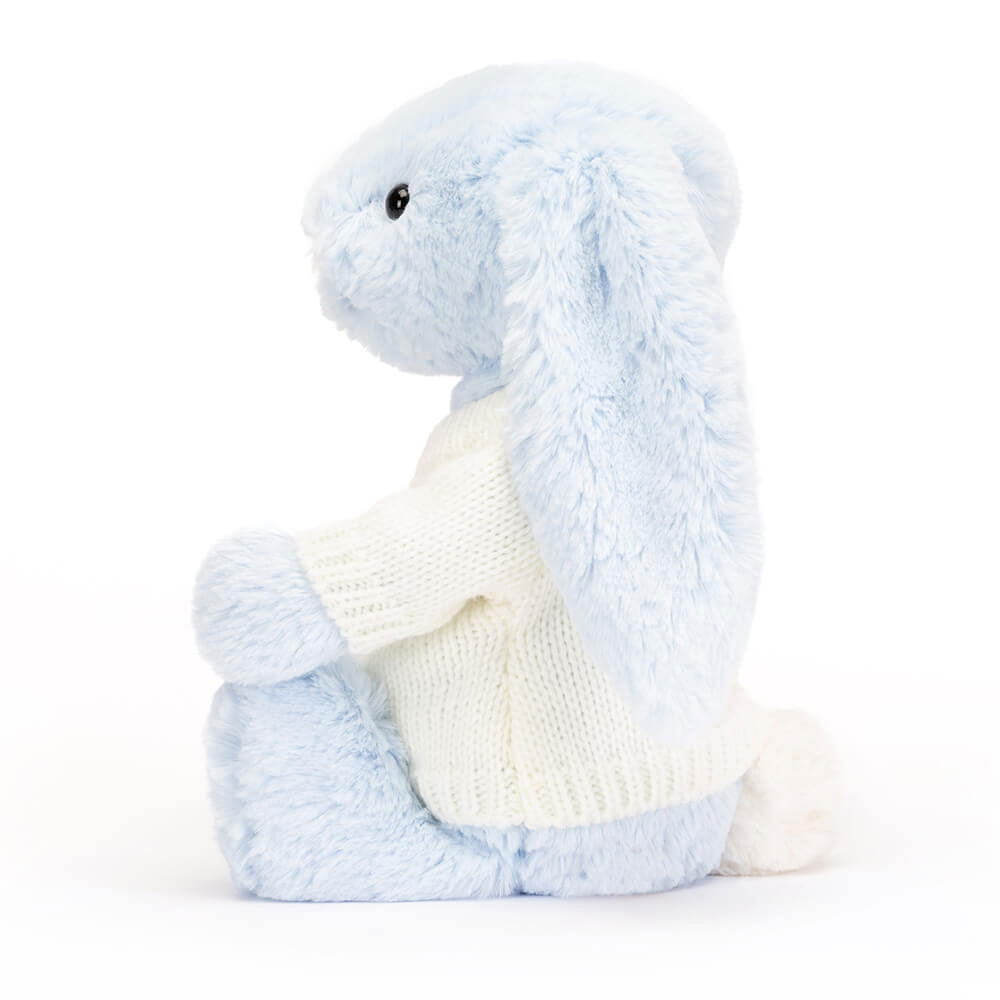 Bashful Blue Bunny with Personalized Cream Jumper | Jellycat