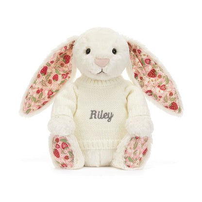 Blossom Cream Bunny 'Berry' with Personalized Cream Jumper | Jellycat
