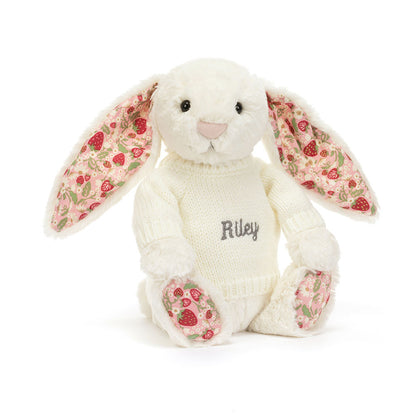 Blossom Cream Bunny 'Berry' with Personalized Cream Jumper | Jellycat