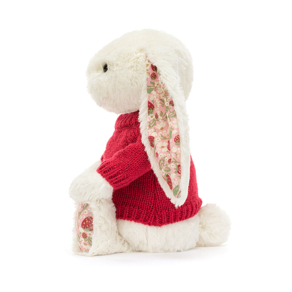 Blossom Cream Bunny 'Berry' with Personalized Red Jumper | Jellycat
