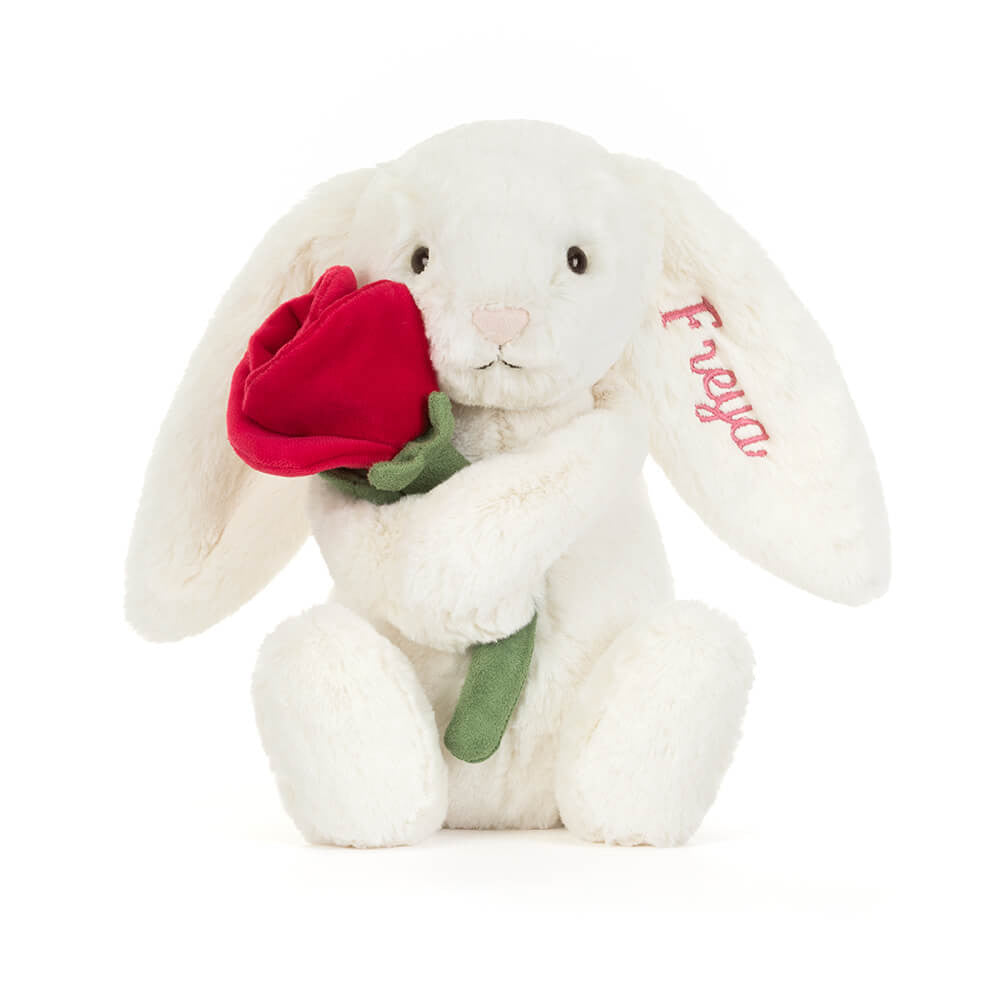 Personalized Cream Bunny with Rose | Jellycat