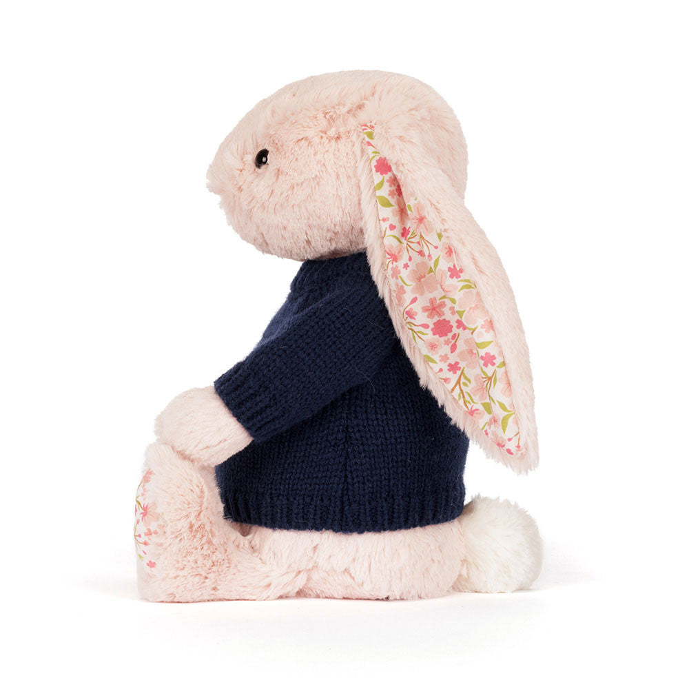 Blossom Blush Bunny 'Cherry' with Personalized Navy Jumper | Jellycat