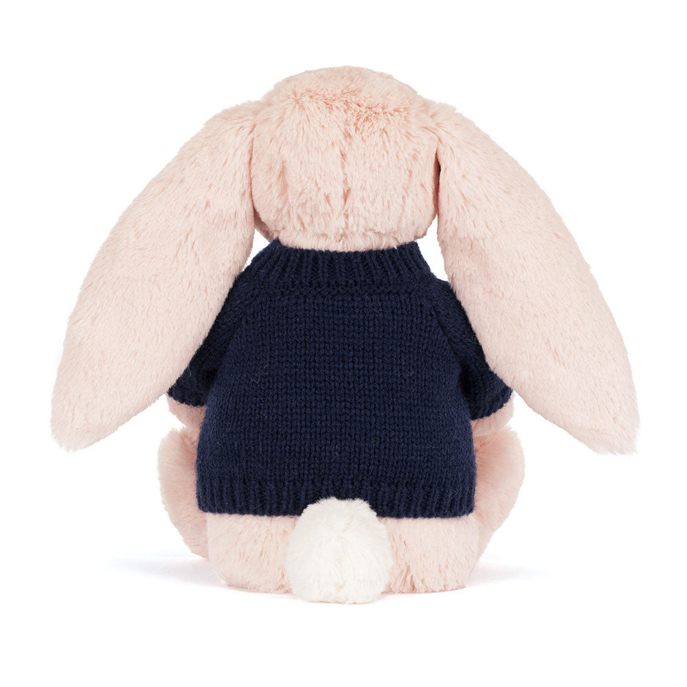 Blossom Blush Bunny 'Cherry' with Personalized Navy Jumper | Jellycat
