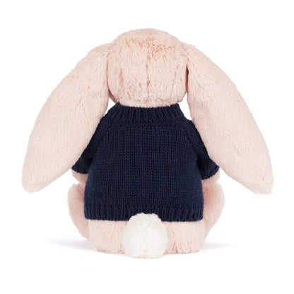 Blossom Blush Bunny 'Cherry' with Personalized Navy Jumper | Jellycat