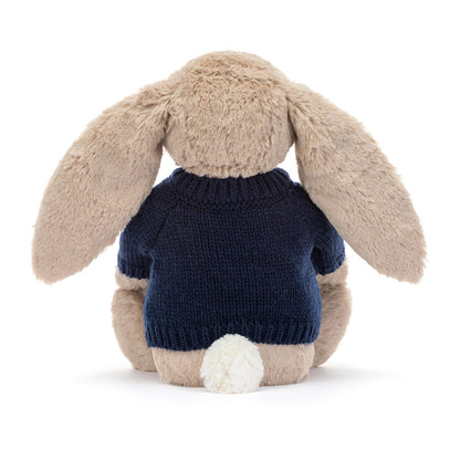 Blossom Beige Bunny 'Petal' with Personalized Navy Jumper | Jellycat
