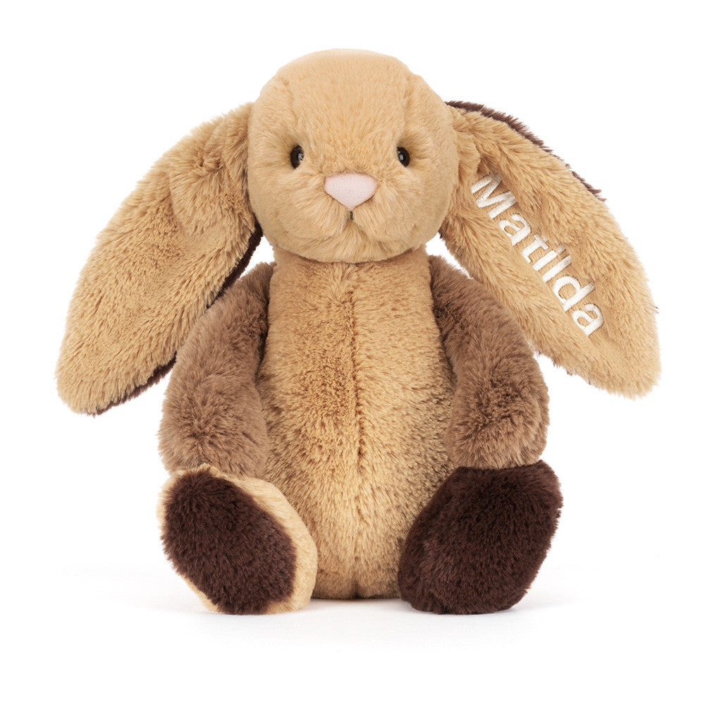 Personalized Bashful Patchwork Brown Bunny Original | Jellycat