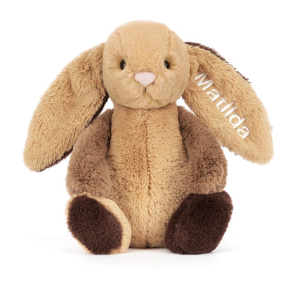 Personalized Bashful Patchwork Brown Bunny Original | Jellycat