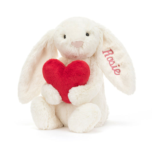Personalized Bashful Red Love Heart Bunny Medium | Jellycat