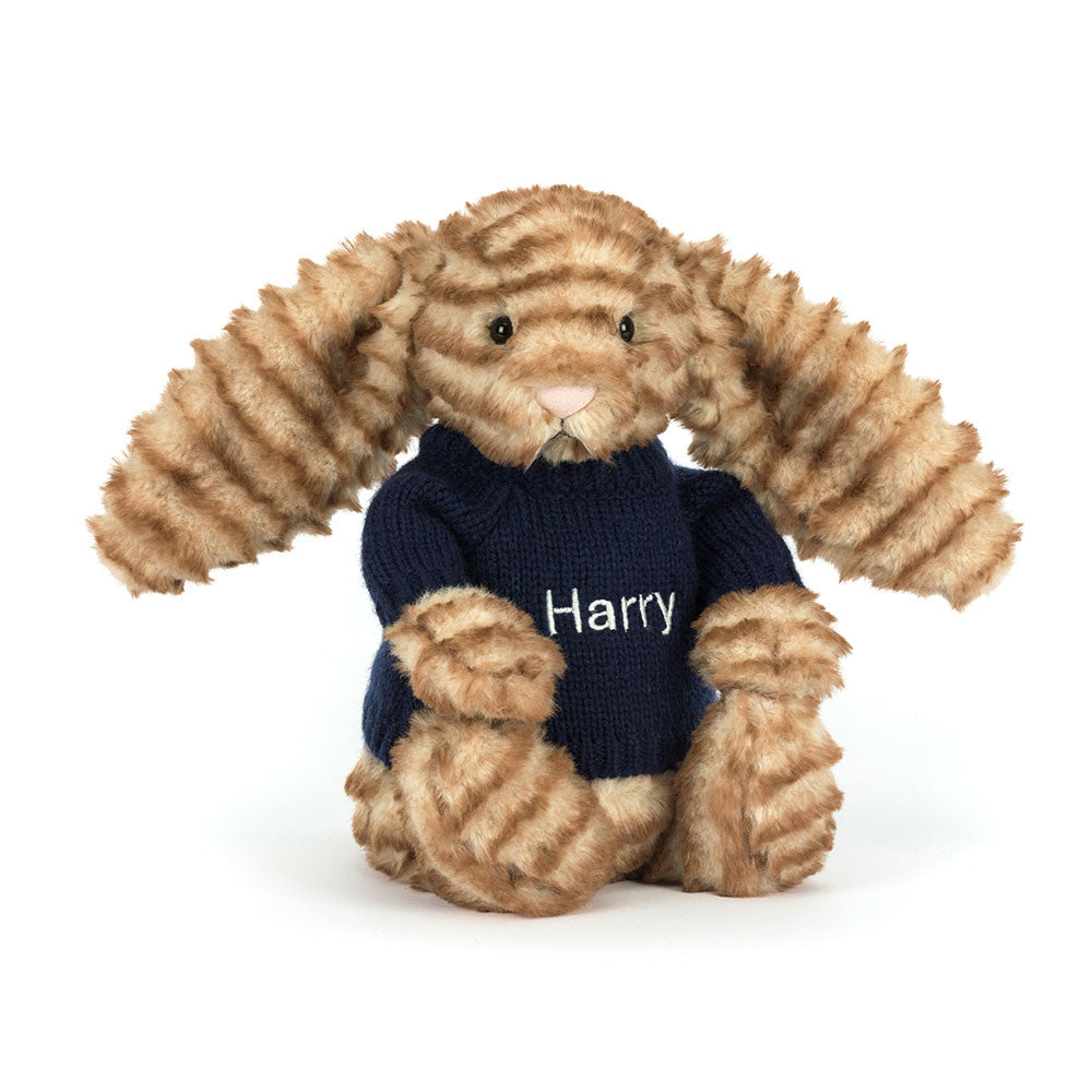 Bashful Luxe Bunny Juniper with Personalized Navy Jumper | Jellycat