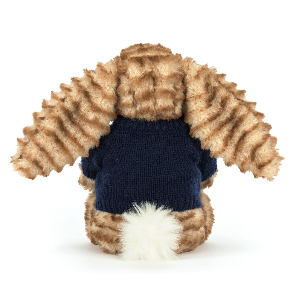 Bashful Luxe Bunny Juniper with Personalized Navy Jumper | Jellycat