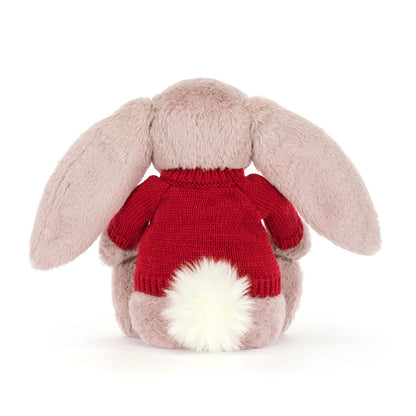 Bashful Luxe Bunny Rosa with Personalized Red Jumper | Jellycat