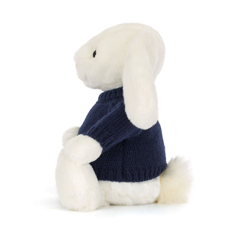 Bashful Luxe Bunny Luna with Personalized Navy Jumper | Jellycat