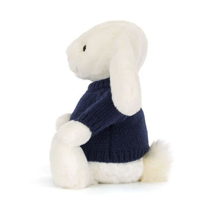 Bashful Luxe Bunny Luna with Personalized Navy Jumper | Jellycat